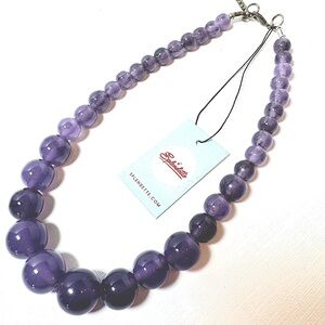 SPLENDETTE faux Amethyst  beaded necklace NWT